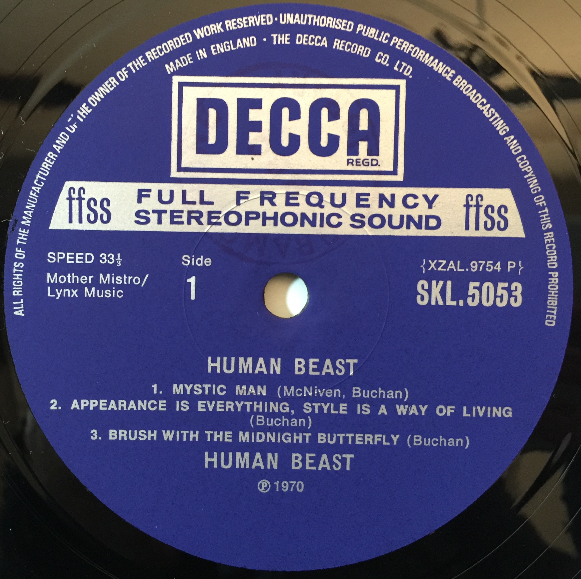 THE HUMAN BEAST - VOLUME ONE LP (ORIGINAL UK COPY - DECCA SKL 5053)