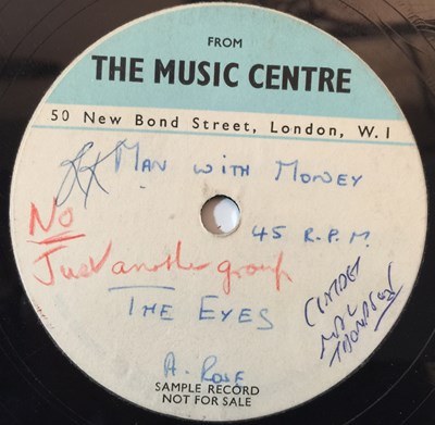 Lot 96 - THE EYES - MAN WITH MONEY - UK SINGLE SIDED 7" ACETATE (THE MUSIC CENTRE)