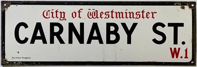 Lot 110 - ORIGINAL CARNABY STREET CITY OF WESTMINSTER LONDON ENAMEL STREET SIGN