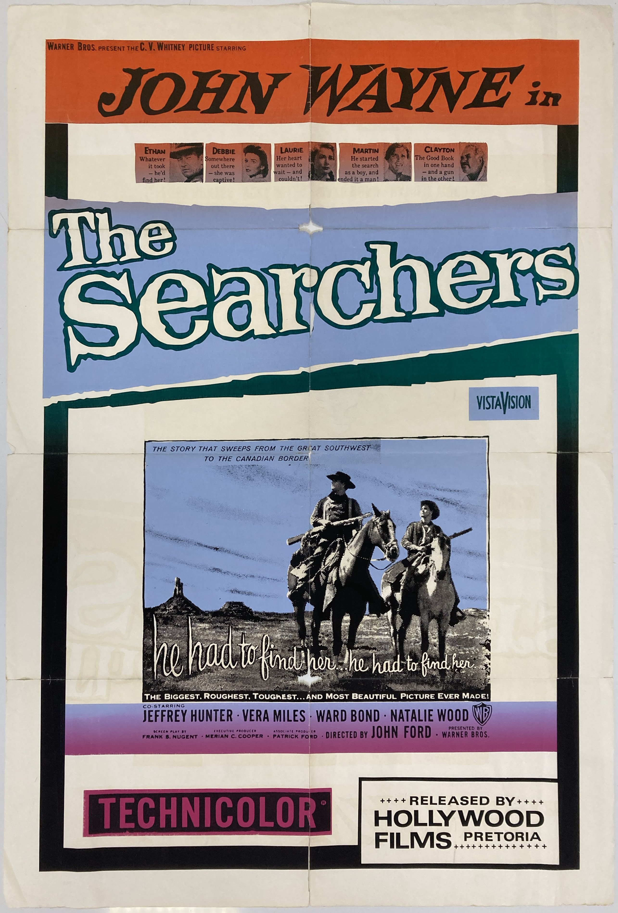 Lot 264 ORIGINAL THE SEARCHERS UK ONE SHEET POSTER lot-264-original-the-searchers-uk-one-sheet-poster