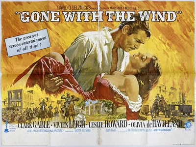 Lot 270 - ORIGINAL GONE WITH THE WIND UK QUAD POSTER.