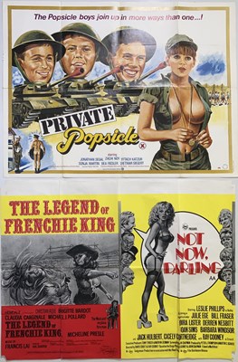 Lot 275 - EIGHT ADULT/COMEDY MOVIE UK QUAD POSTERS.