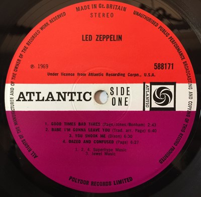 Lot 16 - LED ZEPPELIN - 'I' LP (ORIGINAL UK 'TURQUOISE' COPY - ATLANTIC 588171)