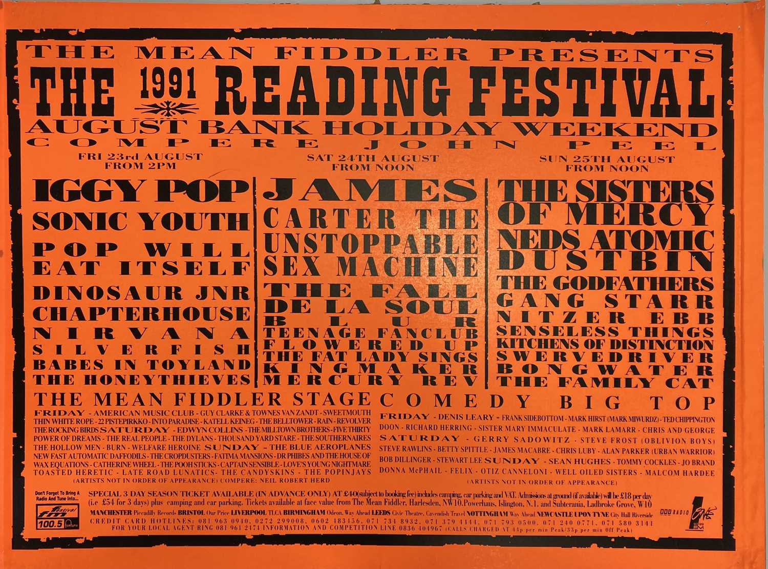 Lot 176 - 1991 READING FESTIVAL POSTER