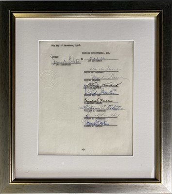 Lot 228 - CONTRACT PAGE SIGNED BY STANLEY KUBRICK, DORIS DAY AND OTHERS.