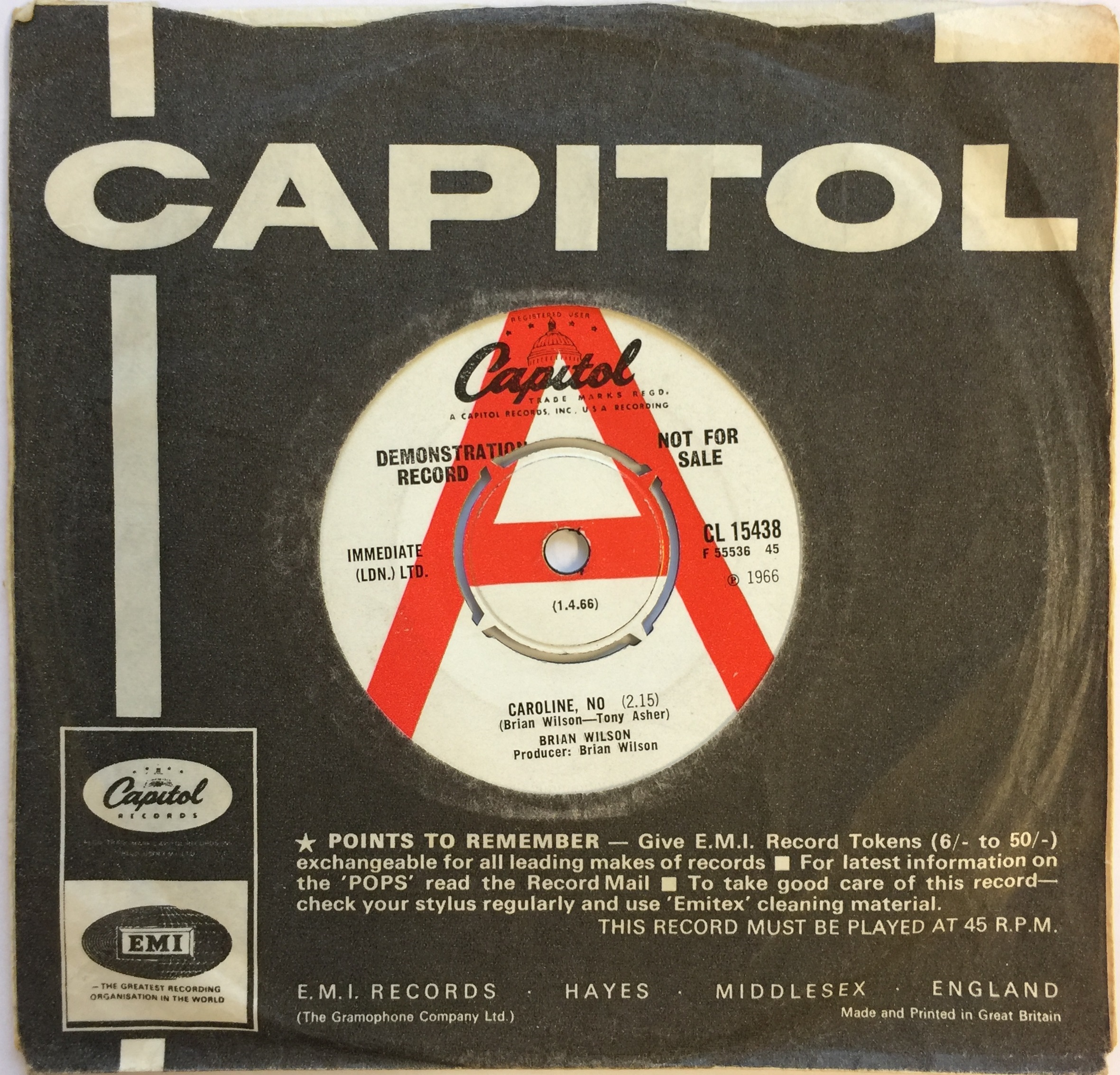 Lot 68 - BRIAN WILSON - CAROLINE, NO 7