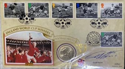Lot 18 - ASSORTED STAMP AND COIN SIGNED COVERS INCLUDING GEOFF HURST SIGNED