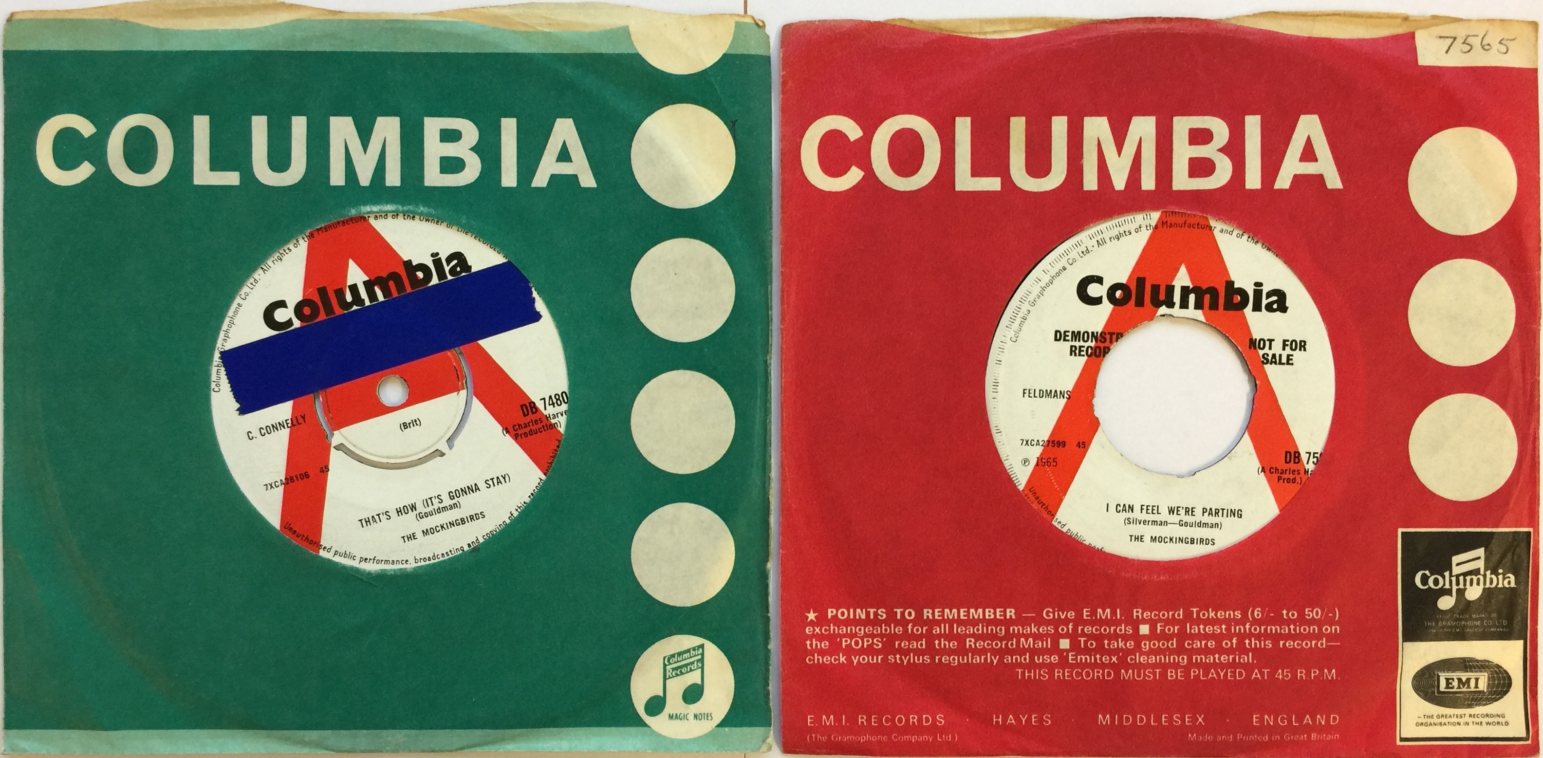 Lot 78 THE MOCKINGBIRDS ORIGINAL UK COLUMBIA 7"