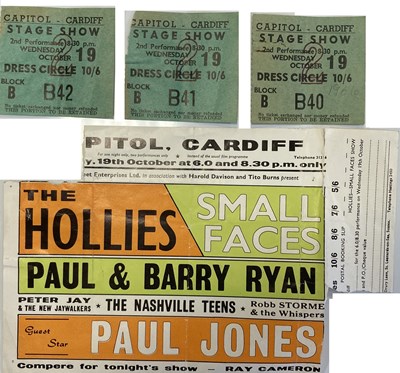 Lot 67 - SMALL FACES CAPITOL CARDIFF 1966 HANDBILL AND TICKETS
