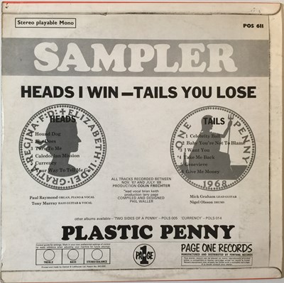 Lot 111 - PLASTIC PENNY - HEAD I WIN - TALES YOU LOSE LP (ORIGINAL UK COPY - PAGE ONE POS 011)
