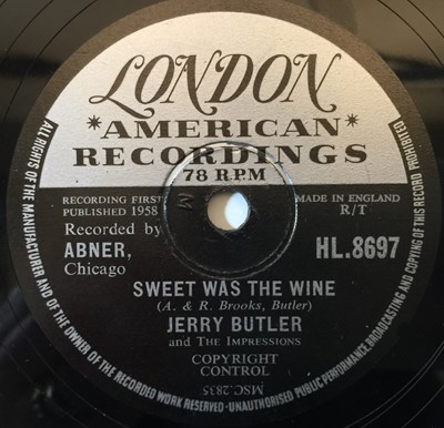 Lot 695 - JERRY BUTLER - FOR YOUR PRECIOUS LOVE - ORIGINAL UK 10" 78 RECORDING (LONDON HL 8697)