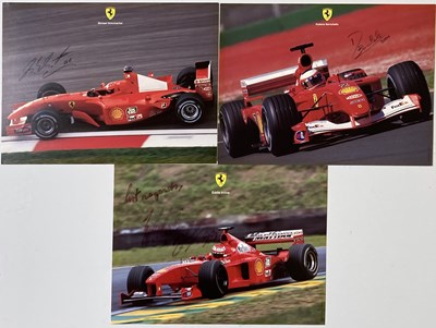 Lot 186 - FORMULA ONE - SIGNED FERRARI CARDS INC SCHUMACHER.