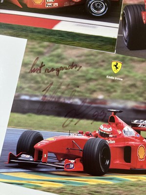 Lot 186 - FORMULA ONE - SIGNED FERRARI CARDS INC SCHUMACHER.