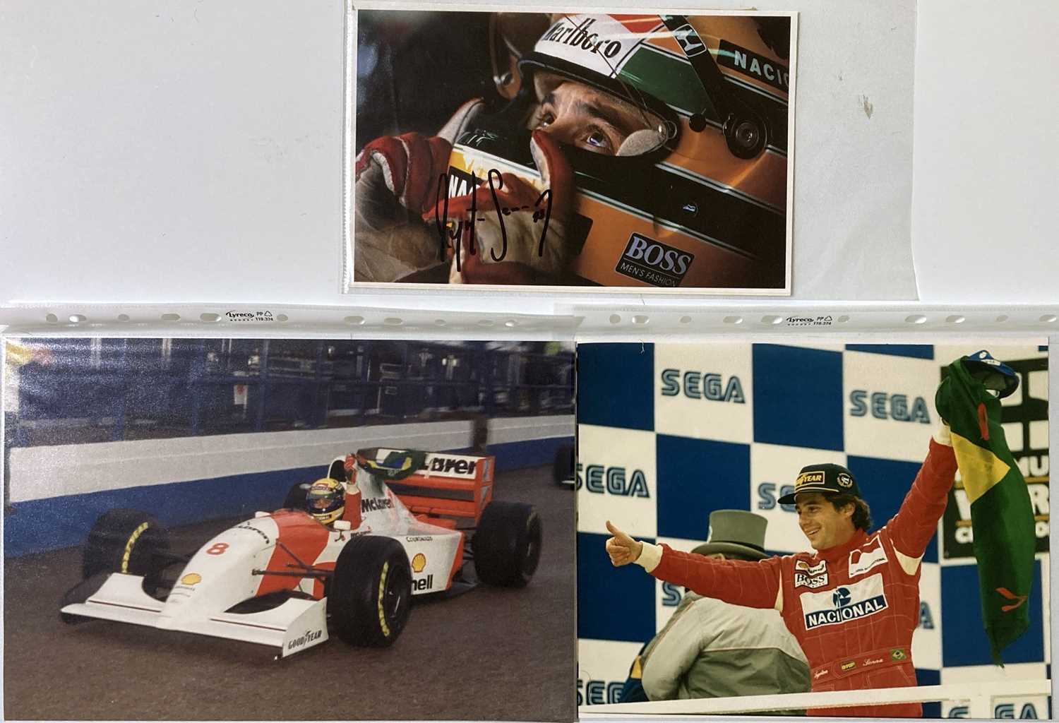 Lot 187 - FORMULA ONE - AYRTON SENNA PHOTOGRAPHS AND AUTOGRAPH.