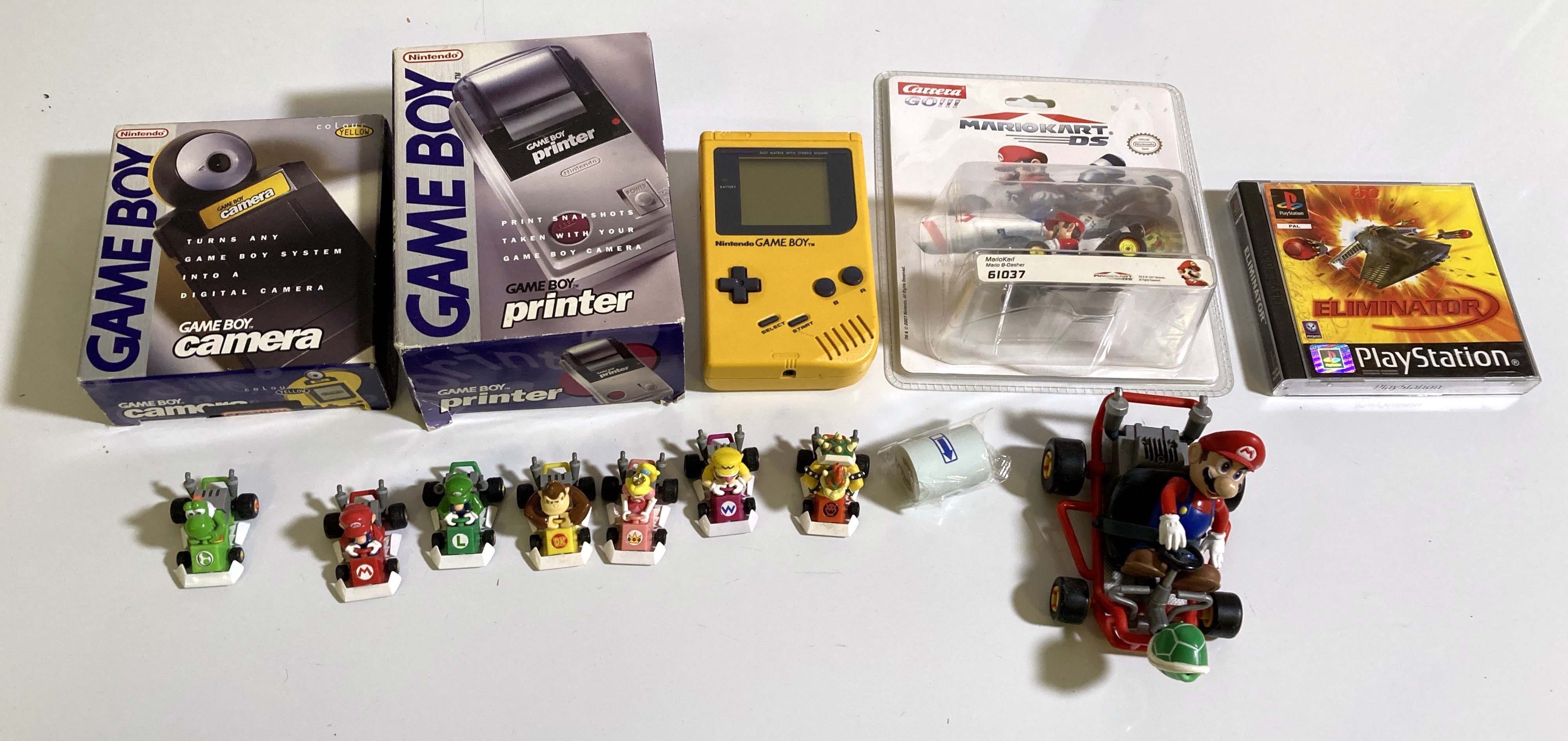 Lot Game Boy Vintage Avec Jeu Mario Kart Et Figurines - Nintendo, 1989