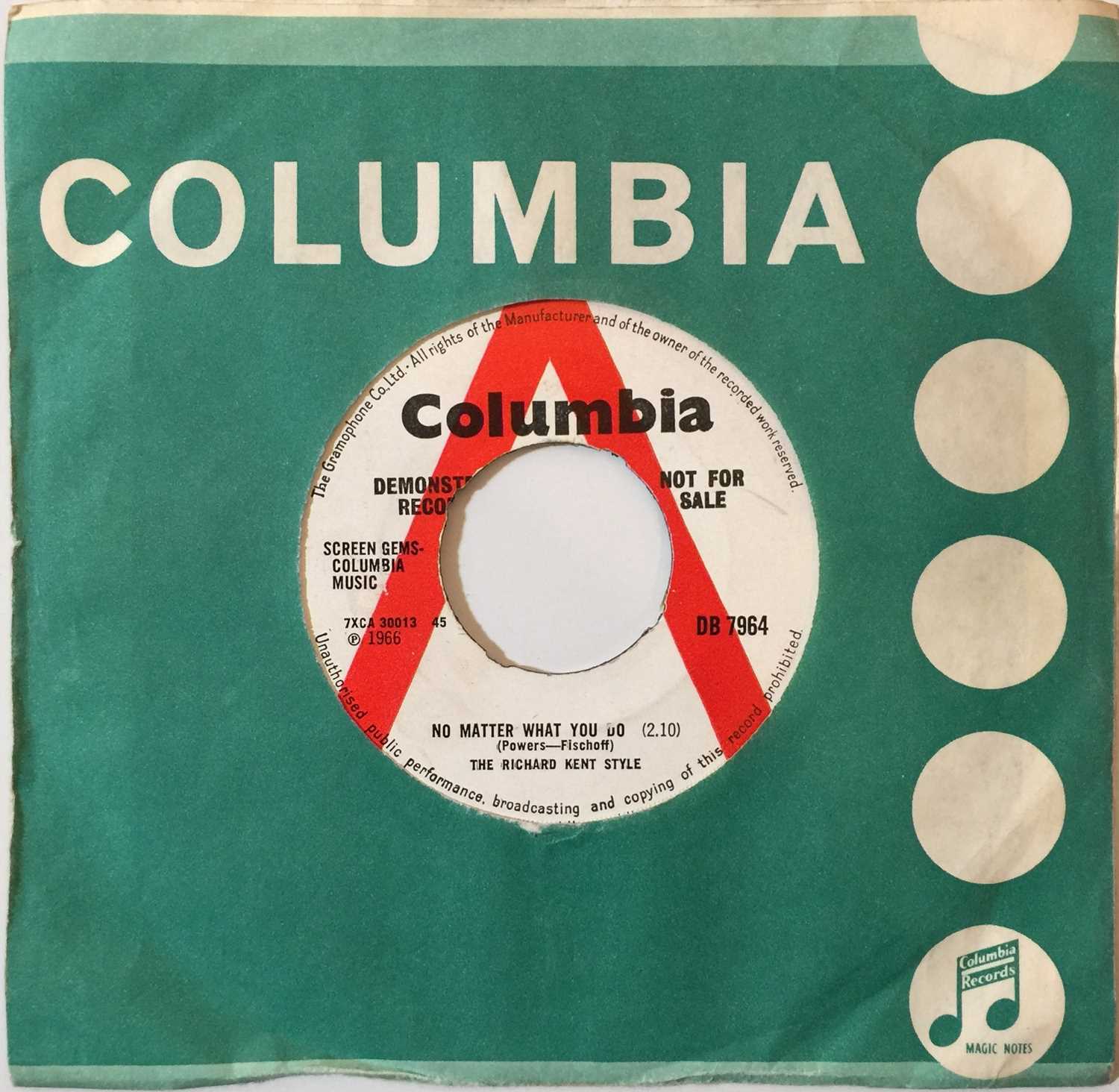 Lot 149 - THE RICHARD KENT STYLE - NO MATTER WHAT YOU DO 7" (ORIGINAL UK DEMO - COLUMBIA DB 7964)