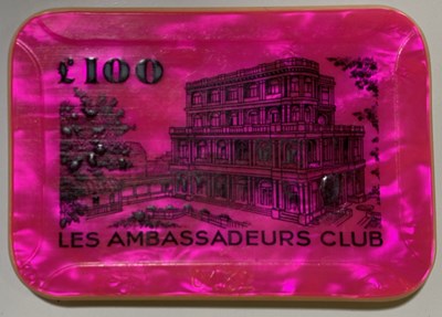 Lot 377 - JAMES BOND - DR. NO - £100 LE CERCLE CASINO PLAQUE.