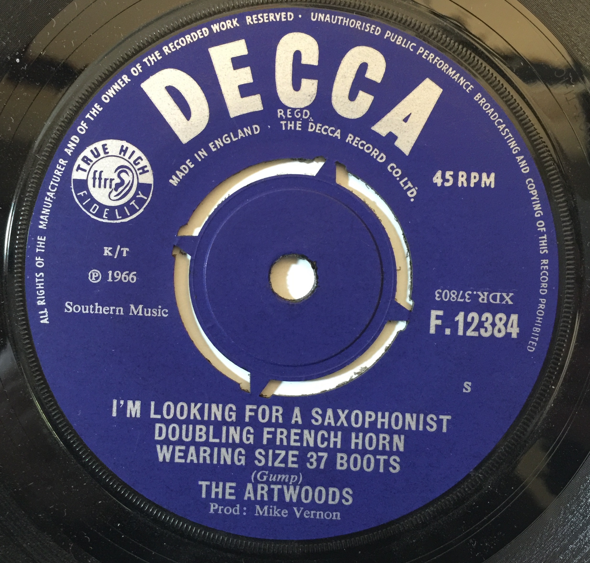 Lot 178 - THE ARTWOODS - I TAKE WHAT I WANT C/W I'M