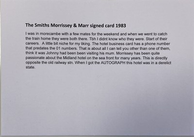 Lot 442 - MORRISSEY AND JOHNNY MARR SIGNED CARD