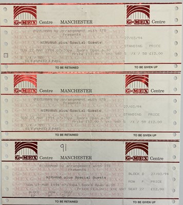 Lot 101 - UNUSED NIRVANA TICKETS 27TH MARCH 1994