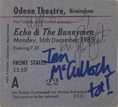 Lot 179 - ECHO AND THE BUNNYMEN SIGNED ITEMS.