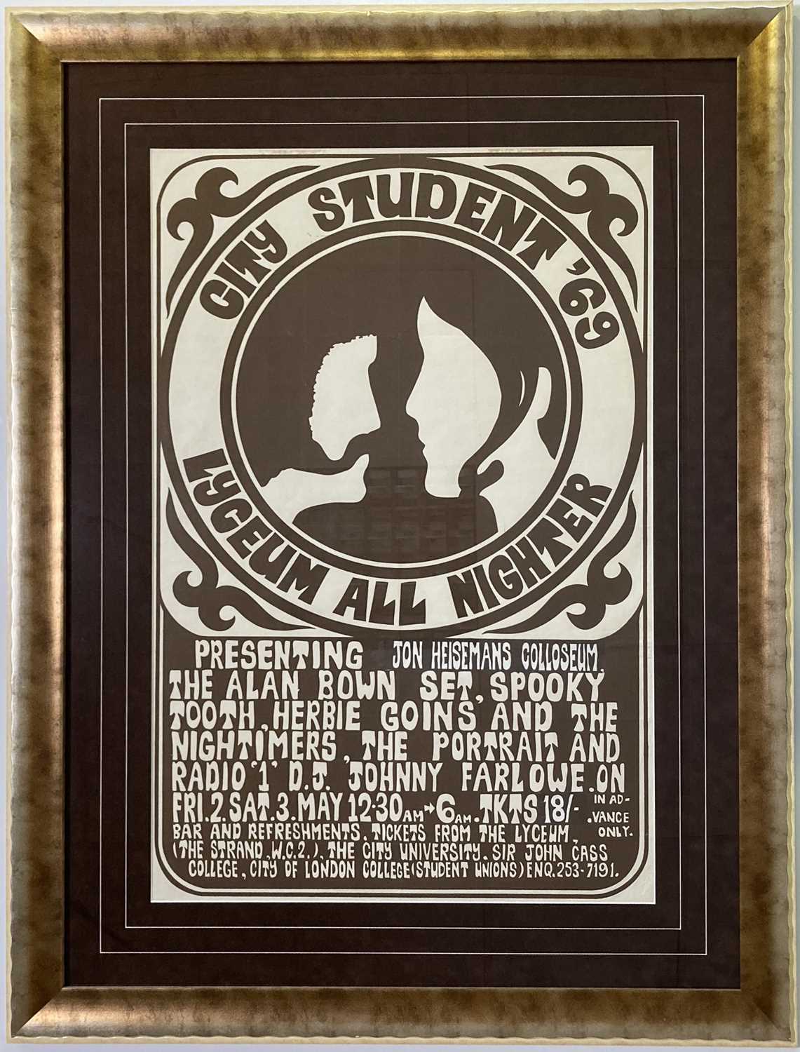 Lot 98 - 1969 'ALL NIGHTER' POSTER - ALAN BOWN / SPOOKY TOOTH ETC.