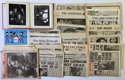 Lot 376 - BEATLES MEMORABILIA INC NEWSPAPER HEADLINES.