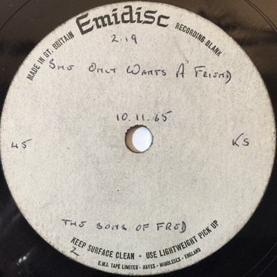 Lot 264 - THE SONS OF FRED - SHE ONLY WANTS A FRIEND 7" (ORIGINAL UK EMIDISC ACETATE RECORDING)