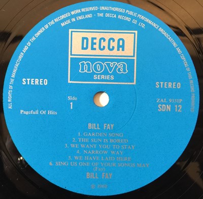 Lot 268 - BILL FAY - BILL FAY LP (ORIGINAL SIGNED UK STEREO COPY - DERAM NOVA SERIES SDN 12)