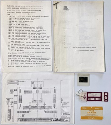 Lot 343 - THE CLASH - LIGHTING PLANS AND ITINERARY FOR 1982 TOUR.