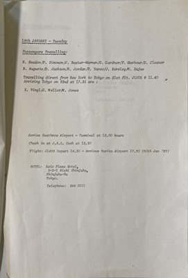 Lot 343 - THE CLASH - LIGHTING PLANS AND ITINERARY FOR 1982 TOUR.