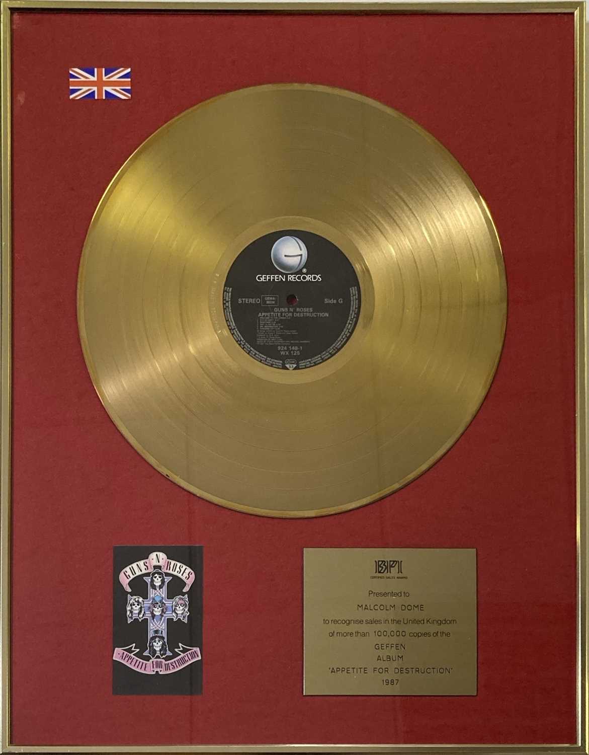 Lot 253 - GUNS N' ROSES - APPETITE FOR DESTRUCTION - BPI AWARD.