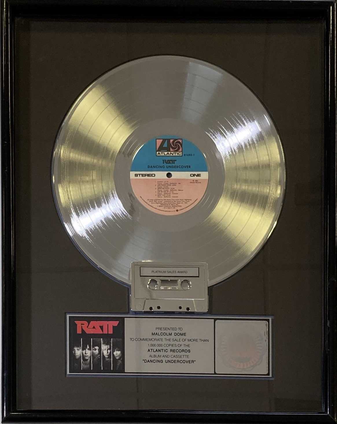 Lot 256 - RATT - RIAA AWARD.