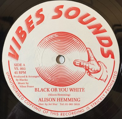 Lot 75 - ALISON HEMMING/NAPHTALI - BLACK OR YOU WHITE/HOLE UP YOUR HAND 12" (VIBES SOUNDS VS. 003)
