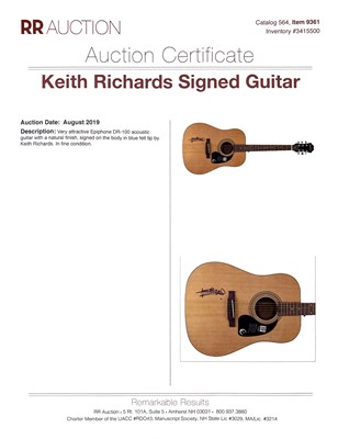 Lot 330 - THE ROLLING STONES - A GUITAR SIGNED BY KEITH RICHARDS.