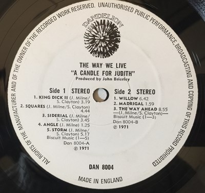 Lot 966 - THE WAY WE LIVE - A CANDLE FOR JUDITH LP (UK ORIGINAL - DAN 8004)