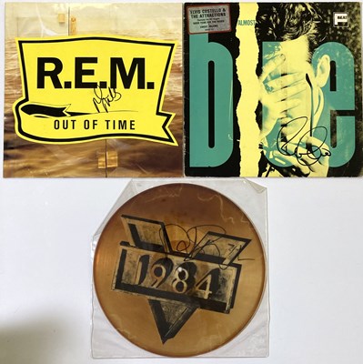 Lot 228 - INDIE ARTISTS SIGNED ITEMS - REM / EURYTHMICS / ELVIS COSTELLO.