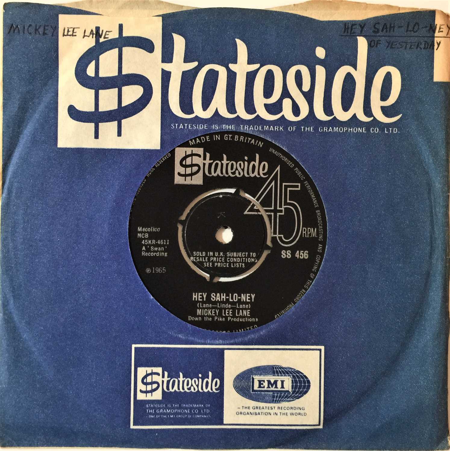 Lot 712 - MICKEY LEE LANE - HEY SAH-LO-NEY/ OF YESTERDAY (SS 456)