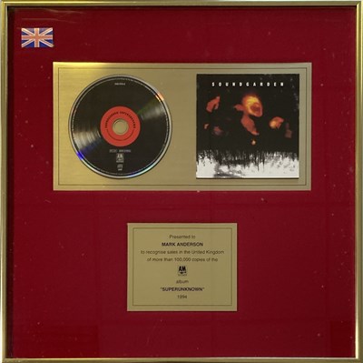 Lot 268 - SOUNDGARDEN `SALES AWARD `SUPERUNKNOWN'.