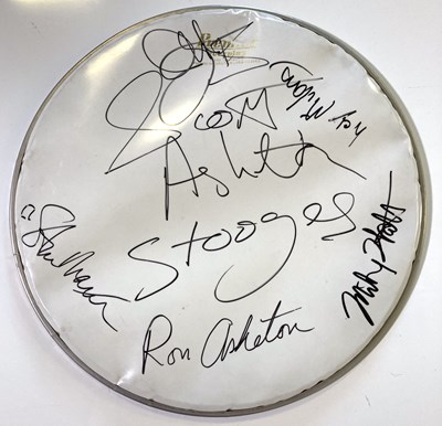 Lot 250 - IGGY POP AND THE STOOGES - SIGNED DRUM SKIN.