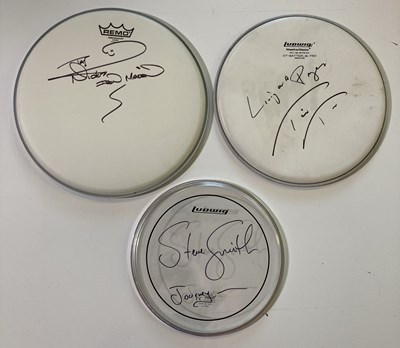 Lot 252 - SIGNED DRUM SKINS - BON JOVI / JOURNEY / IRON MAIDEN.