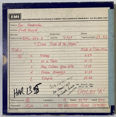 Lot 241 - PINK FLOYD - THE DARK SIDE OF THE MOON ORIGINAL MASTER TAPES.