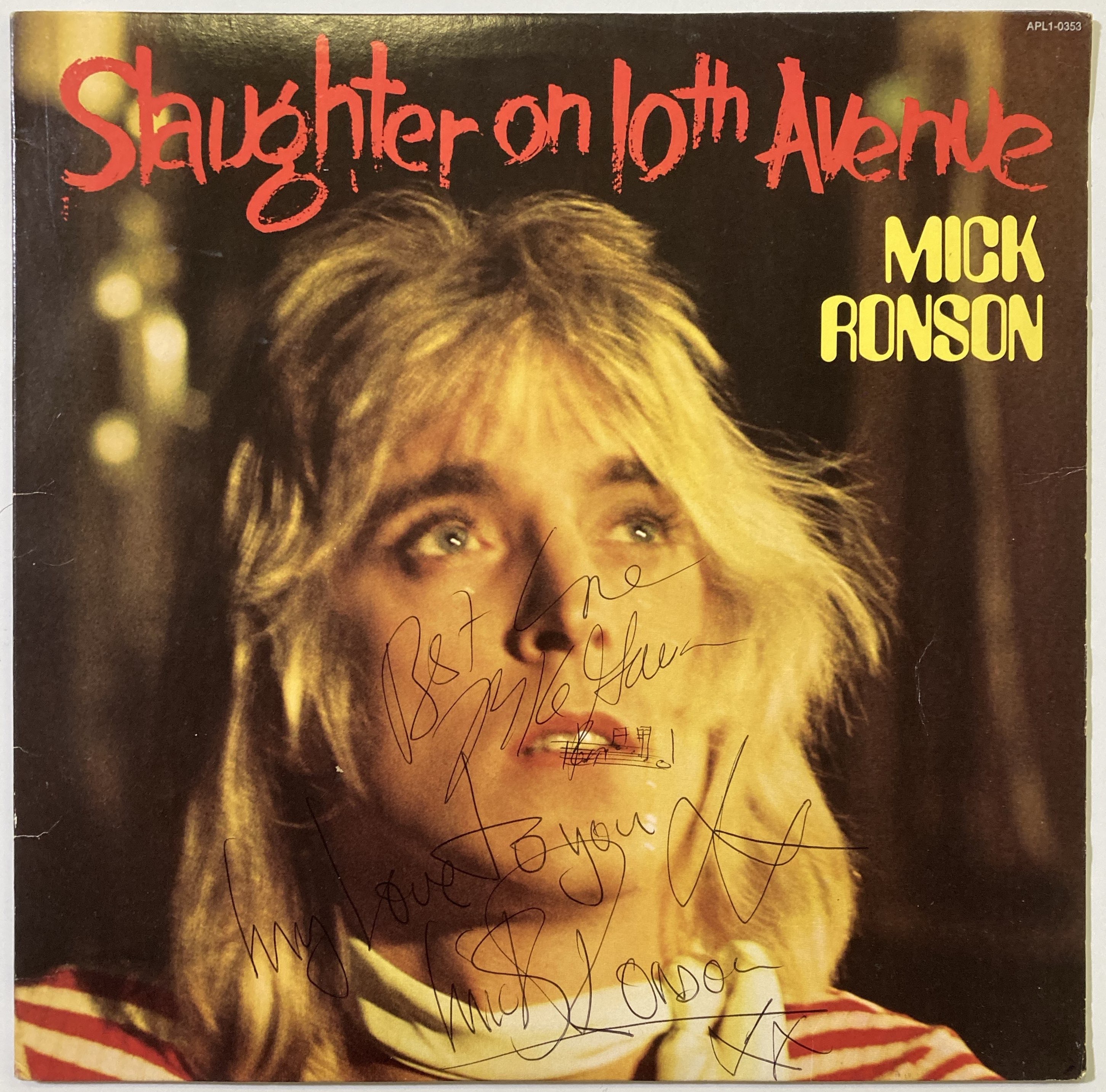 Lot 6 - MICK RONSON - A SIGNED LP.