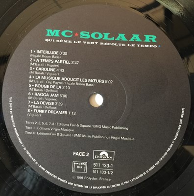 Lot 617 - MC SOLAAR - QUI SEME LE VENT RECOLTE LE TEMPO LP (FRENCH OG - 511 133-1)