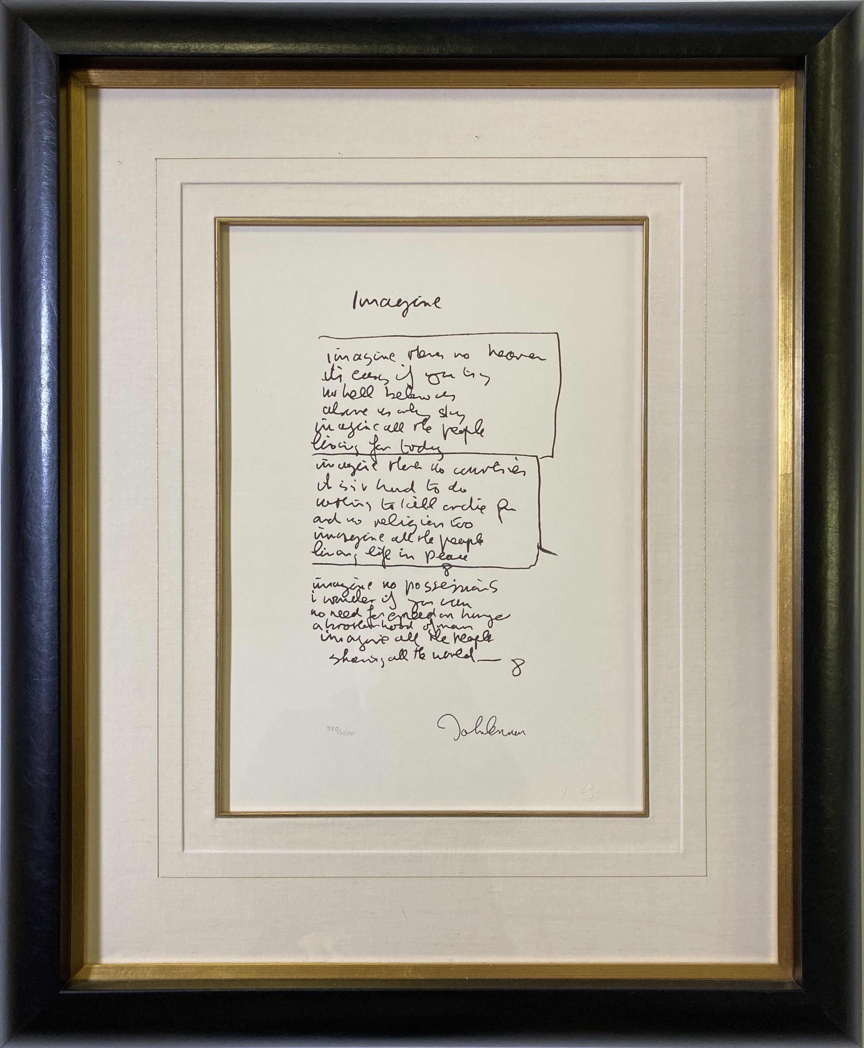 John Lennon - Woman Framed Limited Edition Hand Written Lyrics