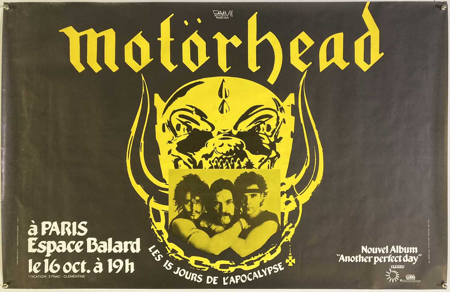 Lot 203 - MOTORHEAD CONCERT POSTER, PARIS 1983.