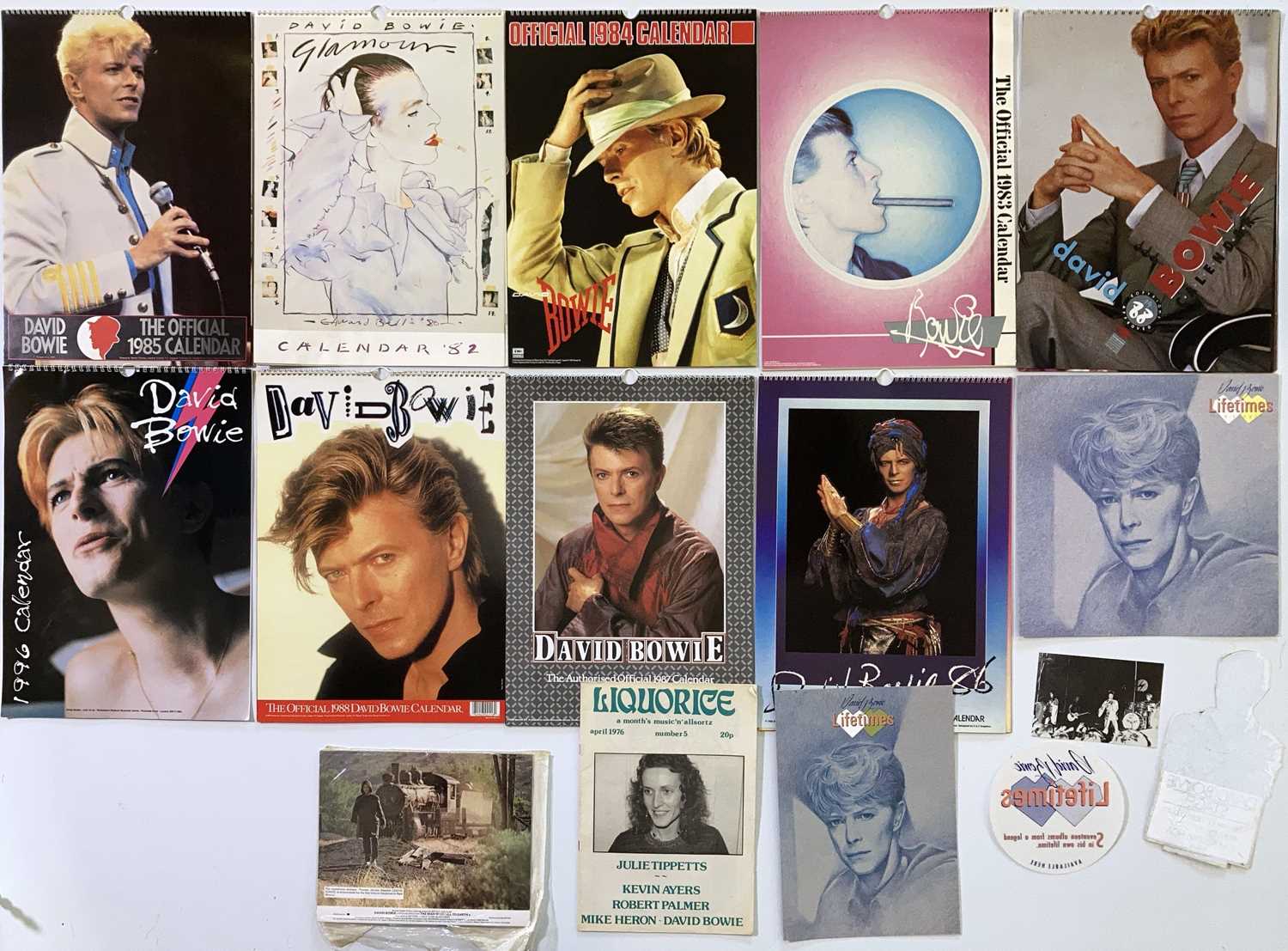 Lot 23 DAVID BOWIE CALENDARS AND MEMORABILIA.