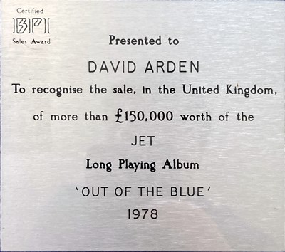Lot 229 - ELO 'OUT OF THE BLUE ' BPI AWARD.