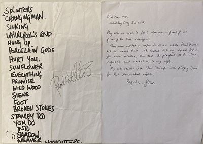 Lot 261 - PAUL WELLER SIGNED SET LIST