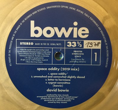 Lot 383 - DAVID BOWIE - SPACE ODDITY LP - 2019 GOLD VINYL PRESSING - ONE OF 50 COPIES (DBSOLP50)